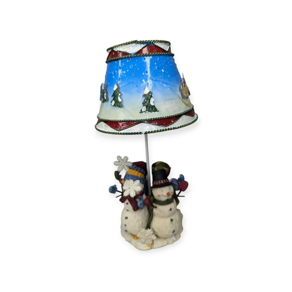 Colorful Snowman Candle Votive Metal Lamp with 4 Resin Snowmen 9